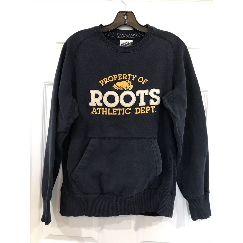 Roots Canada Women's Pullover Crewneck Kangaroo Sweatshirt Blue S
